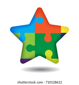 Colorful Star puzzle template