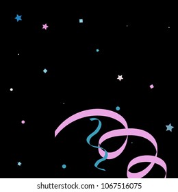 Colorful star ribbon confetti. Fallen glitter vector background. Colorful geometric stars and ribbons explosion for invitation card. New year and christmas celebration template. Soft colors design.