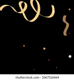 Colorful star ribbon confetti. Fallen glitter vector background. Colorful geometric stars and ribbons explosion for invitation card. New year and christmas celebration template. Soft colors design.