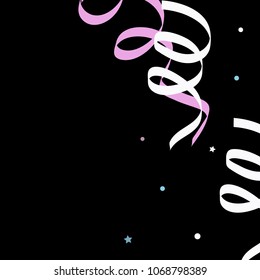 Colorful star ribbon confetti. Fallen glitter vector background. Colorful geometric stars and ribbons explosion for invitation card. New year and christmas celebration template. Soft colors design.