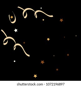 Colorful star ribbon confetti. Fallen glitter vector background. Colorful geometric stars and ribbons explosion for invitation card. New year and christmas celebration template. Soft colors design.