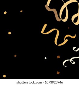 Colorful star ribbon confetti. Fallen glitter vector background. Colorful geometric stars and ribbons explosion for invitation card. New year and christmas celebration template. Soft colors design.