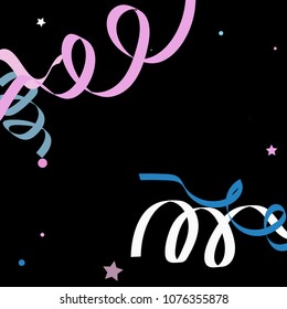 Colorful star ribbon confetti. Fallen glitter vector background. Colorful geometric stars and ribbons explosion for invitation card. New year and christmas celebration template. Soft colors design.