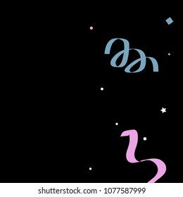 Colorful star ribbon confetti. Fallen glitter vector background. Colorful geometric stars and ribbons explosion for invitation card. New year and christmas celebration template. Soft colors design.