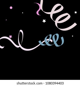 Colorful star ribbon confetti. Fallen glitter vector background. Colorful geometric stars and ribbons explosion for invitation card. New year and christmas celebration template. Soft colors design.
