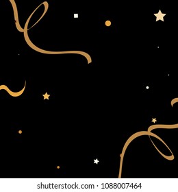 Colorful star ribbon confetti. Fallen glitter vector background. Colorful geometric stars and ribbons explosion for invitation card. New year and christmas celebration template. Soft colors design.