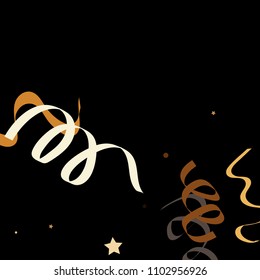 Colorful star ribbon confetti. Fallen glitter vector background. Colorful geometric stars and ribbons explosion for invitation card. New year and christmas celebration template. Soft colors design.