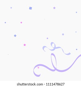Colorful star ribbon confetti. Fallen glitter vector background. Holographic stars and ribbons explosion for invitation card. New year, christmas, anniversary celebration template. Fun design.