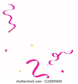 Colorful star ribbon confetti. Fallen glitter background. Geometric stars and ribbons explosion for invitation card. New year, christmas, anniversary celebration template. Abstract design vector.