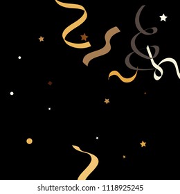 Colorful star ribbon confetti. Fallen glitter vector background. Colorful geometric stars and ribbons explosion for invitation card. New year and christmas celebration template. Soft colors design.