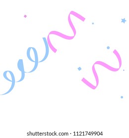 Colorful star ribbon confetti. Fallen glitter vector background. Holographic stars and ribbons explosion for invitation card. New year, christmas, anniversary celebration template. Fun design.