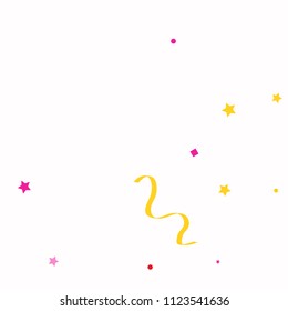 Colorful star ribbon confetti. Fallen glitter background. Geometric stars and ribbons explosion for invitation card. New year, christmas, anniversary celebration template. Abstract design vector.