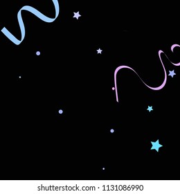 Colorful star ribbon confetti. Fallen glitter vector background. Colorful geometric stars and ribbons explosion for invitation card. Anniversary, birthday, celebration template. Fun abstract design.