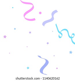 Colorful star ribbon confetti. Fallen glitter vector background. Holographic stars and ribbons explosion for invitation card. New year, christmas, anniversary celebration template. Fun design.