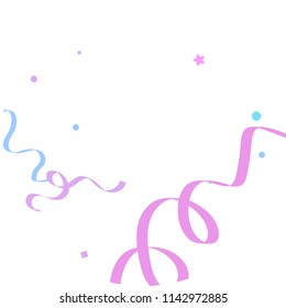 Colorful star ribbon confetti. Fallen glitter vector background. Holographic stars and ribbons explosion for invitation card. New year, christmas, anniversary celebration template. Fun design.
