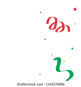 Colorful star ribbon confetti. Fallen glitter vector background. Colorful geometric stars and ribbons explosion for invitation card. New year, christmas, anniversary celebration template. Fun design.