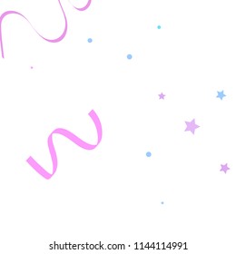 Colorful star ribbon confetti. Fallen glitter vector background. Holographic stars and ribbons explosion for invitation card. New year, christmas, anniversary celebration template. Fun design.