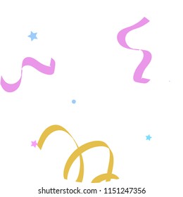 Colorful star ribbon confetti. Fallen glitter vector background. Holographic stars and ribbons explosion for invitation card. New year, christmas, anniversary celebration template. Fun design.