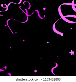 Colorful star ribbon confetti. Fallen glitter vector background. Colorful geometric stars and ribbons explosion for invitation card. New year, anniversary, party celebration template. Abstract design.