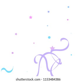 Colorful star ribbon confetti. Fallen glitter vector background. Holographic stars and ribbons explosion for invitation card. New year, christmas, anniversary celebration template. Fun design.