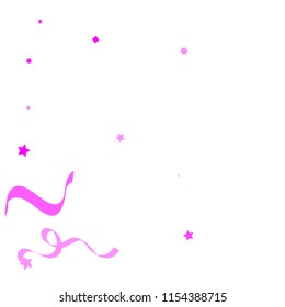 Colorful star ribbon confetti. Fallen glitter background. Geometric stars and ribbons explosion for invitation card. New year, christmas, anniversary celebration template. Abstract design vector.