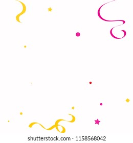 Colorful star ribbon confetti. Fallen glitter background. Geometric stars and ribbons explosion for invitation card. New year, christmas, anniversary celebration template. Abstract design vector.