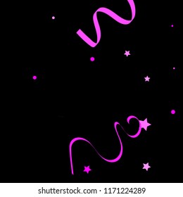Colorful star ribbon confetti. Fallen glitter vector background. Colorful geometric stars and ribbons explosion for invitation card. New year, anniversary, party celebration template. Abstract design.