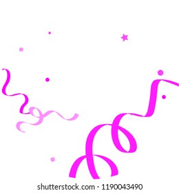 Colorful star ribbon confetti. Fallen glitter background. Geometric stars and ribbons explosion for invitation card. New year, christmas, anniversary celebration template. Abstract design vector.