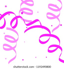Colorful star ribbon confetti. Fallen glitter background. Geometric stars and ribbons explosion for invitation card. New year, christmas, anniversary celebration template. Abstract design vector.
