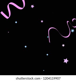 Colorful star ribbon confetti. Fallen glitter vector background. Colorful geometric stars and ribbons explosion for invitation card. Anniversary, birthday, celebration template. Fun abstract design.