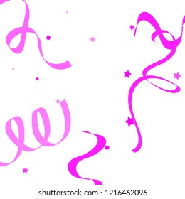 Colorful star ribbon confetti. Fallen glitter background. Geometric stars and ribbons explosion for invitation card. New year, christmas, anniversary celebration template. Abstract design vector.