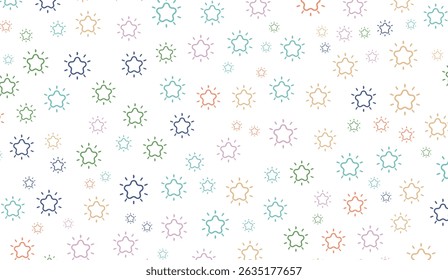 Colorful Star Seamless Pattern on White Background, Festive Design with Pastel Colors, Cute Stars for Kids, Nursery Decor, Baby Shower Invitation, Birthday Party Decoration