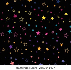 Estrela Colorida Sem Costura Padrão Starry Night Background