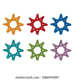 Colorful star set icons, flat design