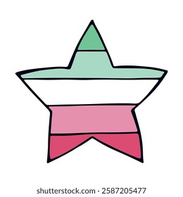 Colorful star shape Abrosexual pride flag Happy pride day LGBTQ community Pride Month Vector hand drawn doodle for posters, stickers, logo, cards