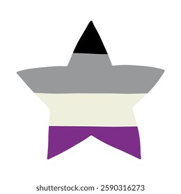 Colorful star shape Asexual pride flag Happy pride day LGBTQ community Pride Month Vector hand drawn doodle for posters, stickers, logo, cards