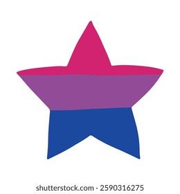 Colorful star shape Bisexual pride flag Happy pride day LGBTQ community Pride Month Vector hand drawn doodle for posters, stickers, logo, cards