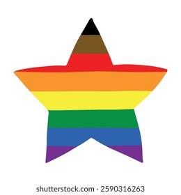 Colorful star shape Gay pride flag Happy pride day LGBTQ community Pride Month Vector hand drawn doodle for posters, stickers, logo, cards