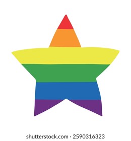 Colorful star shape Gay pride flag Happy pride day LGBTQ community Pride Month Vector hand drawn doodle for posters, stickers, logo, cards