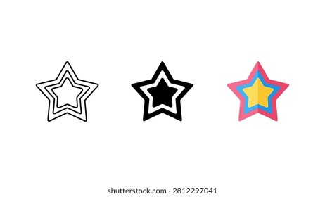 Colorful star shape icons set in different styles with abstract colorful collection gradient staricon starshape