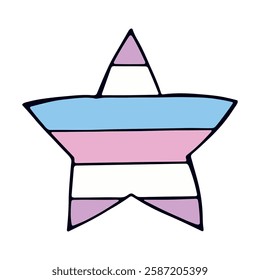 Colorful star shape Intersex pride flag Happy pride day LGBTQ community Pride Month Vector hand drawn doodle for posters, stickers, logo, cards