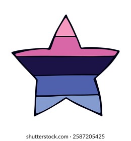 Colorful star shape Omnisexual pride flag Happy pride day LGBTQ community Pride Month Vector hand drawn doodle for posters, stickers, logo, cards