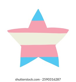 Colorful star shape Transgender pride flag Happy pride day LGBTQ community Pride Month Vector hand drawn doodle for posters, stickers, logo, cards