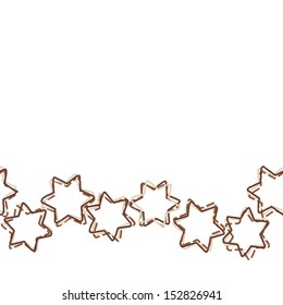 colorful star shaped messy elements holiday seamless horizontal border on white background 