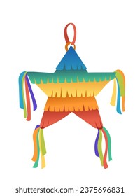 Colorida estrella en forma de pinata tradición carnaval ilustración vectorial de juguete aislado en fondo blanco