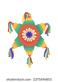 Colorful star shaped pinata tradition carnival toy vector illustration isolated on white background