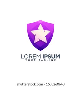 Colorful star shield abstract logo design template