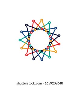Colorful star technology vector logo. Stock illustration