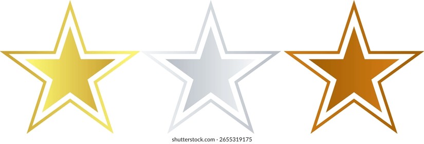 Colorful Star Vector Design For Grade and Award. Golden, Silver,  Bronze Vector Design.