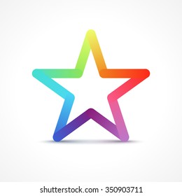 Colorful Star. Vector star icon logo concept made with colorful lines